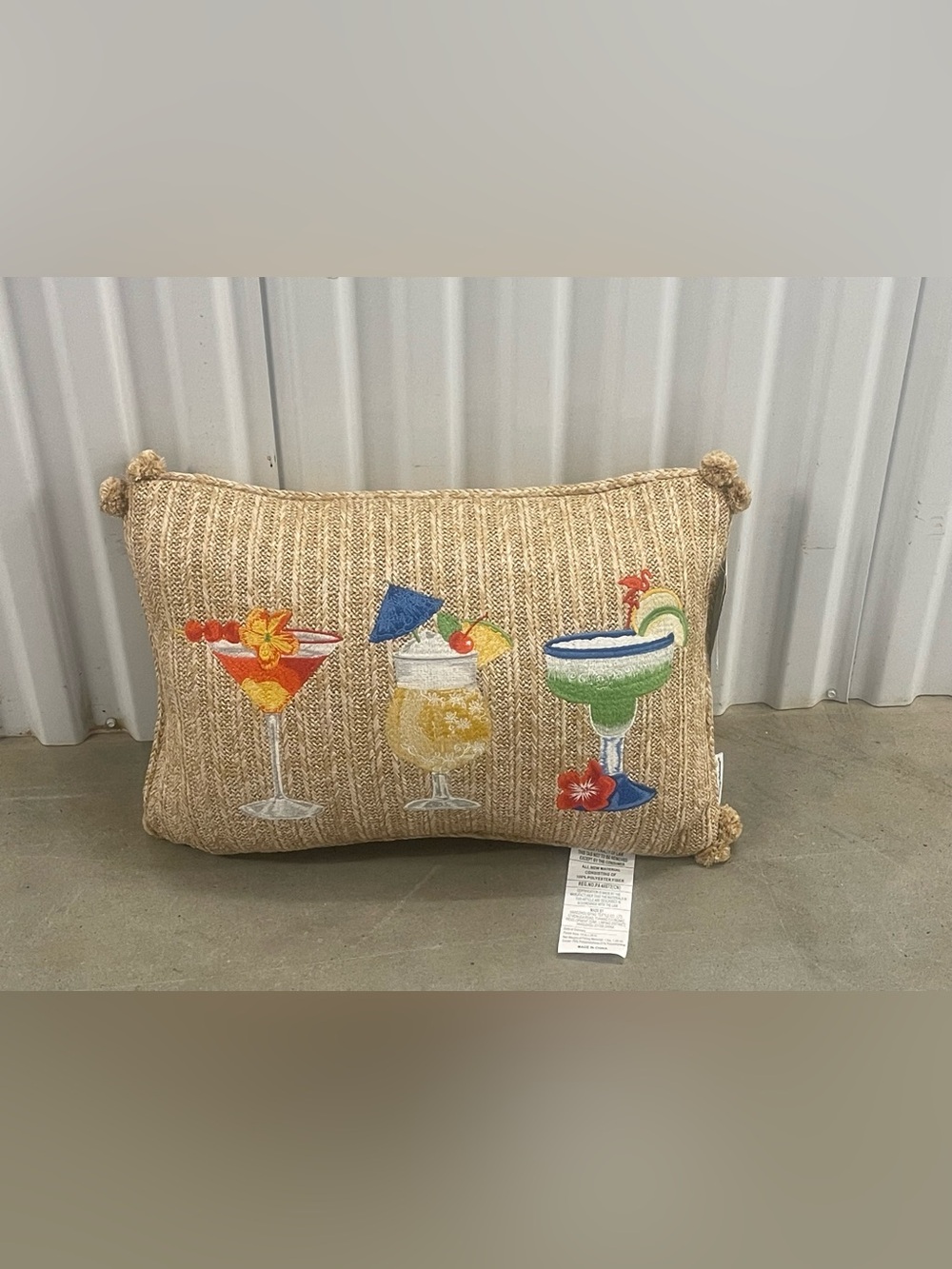 Tommy Bahama embroidered cocktails oblong indoor outdoor decorative pillow NEW